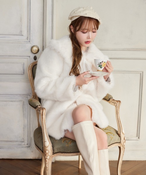 セール】【Holiday collection】フェイクファーミドルコート（その他