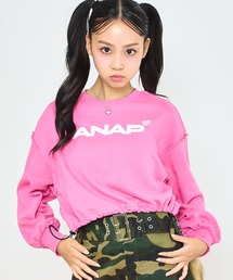 ANAP GｉRL（アナップガール）の「ANAPロゴ ドロスト付クロップドトップス スウェット 【親子お揃い】【キッズお揃い】（スウェット）」