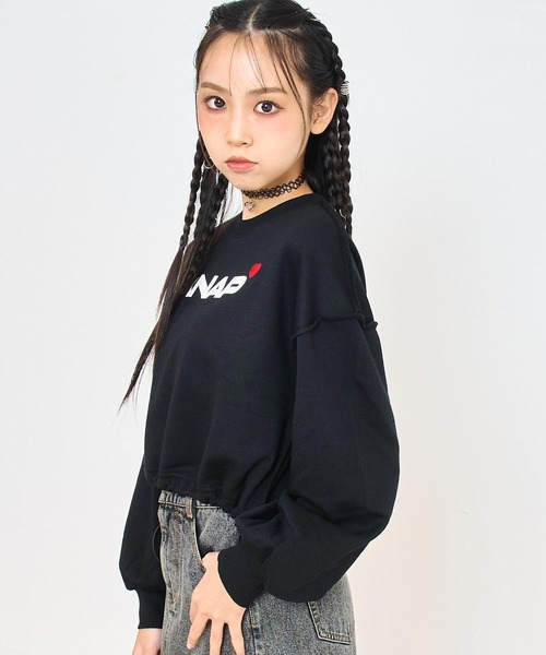 ANAP GiRL(アナップガール)の「ANAPロゴ ドロスト付クロップドトップス スウェット 【親子お揃い】【キッズお揃い】(スウェット・キッズ・ライトグレー/ピンク/ブラック・XS/S/M)」の20枚目の写真