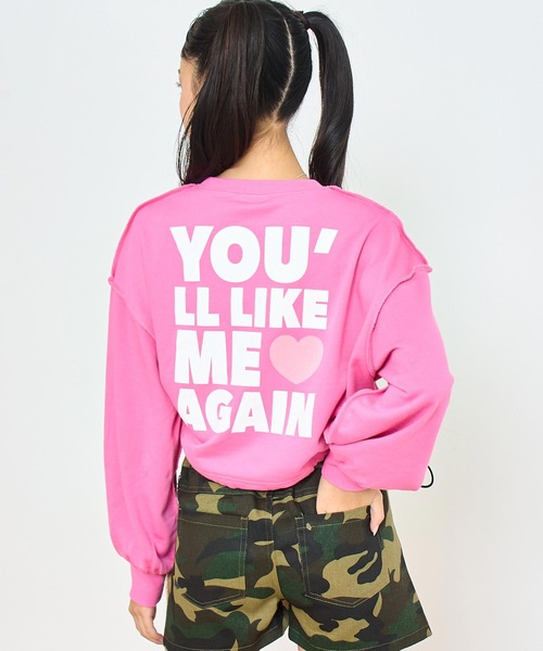 ANAP GiRL(アナップガール)の「ANAPロゴ ドロスト付クロップドトップス スウェット 【親子お揃い】【キッズお揃い】(スウェット・キッズ・ライトグレー/ピンク/ブラック・XS/S/M)」の6枚目の写真