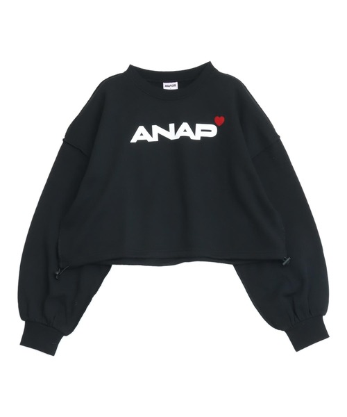 ANAP GiRL(アナップガール)の「ANAPロゴ ドロスト付クロップドトップス スウェット 【親子お揃い】【キッズお揃い】(スウェット・キッズ・ライトグレー/ピンク/ブラック・XS/S/M)」の9枚目の写真