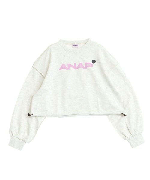 ANAP GiRL(アナップガール)の「ANAPロゴ ドロスト付クロップドトップス スウェット 【親子お揃い】【キッズお揃い】(スウェット・キッズ・ライトグレー/ピンク/ブラック・XS/S/M)」の10枚目の写真