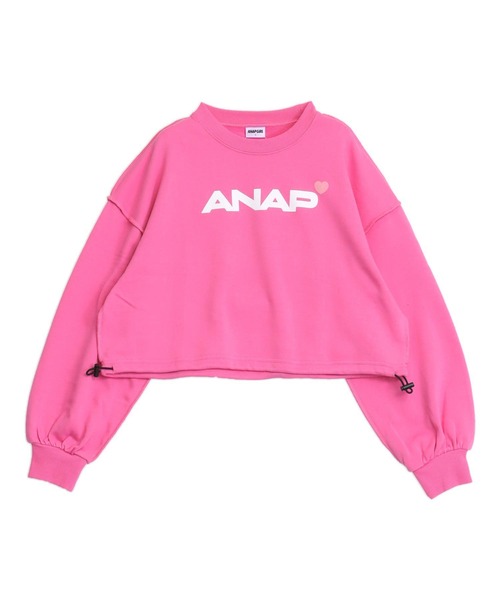 ANAP GiRL(アナップガール)の「ANAPロゴ ドロスト付クロップドトップス スウェット 【親子お揃い】【キッズお揃い】(スウェット・キッズ・ライトグレー/ピンク/ブラック・XS/S/M)」の11枚目の写真