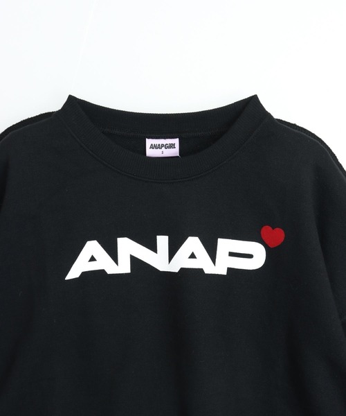 ANAP GiRL(アナップガール)の「ANAPロゴ ドロスト付クロップドトップス スウェット 【親子お揃い】【キッズお揃い】(スウェット・キッズ・ライトグレー/ピンク/ブラック・XS/S/M)」の13枚目の写真