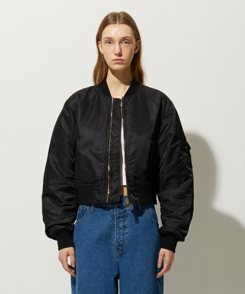LADY VOLUME(レディーボリューム)の「CROP BOMBER JACKET_BLACK(ブルゾン・レディース・その他・MEDIUM/SMALL)」の1枚目の写真
