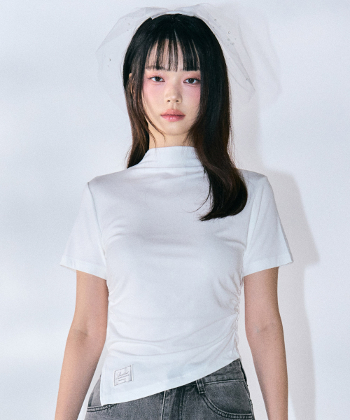 ZEROPLANET（ゼロプラネット）の「ダイアナアンバランスハーフトップ [IVORY]（Tシャツ/カットソー・レディース・その他・FREE）」の6枚目の写真