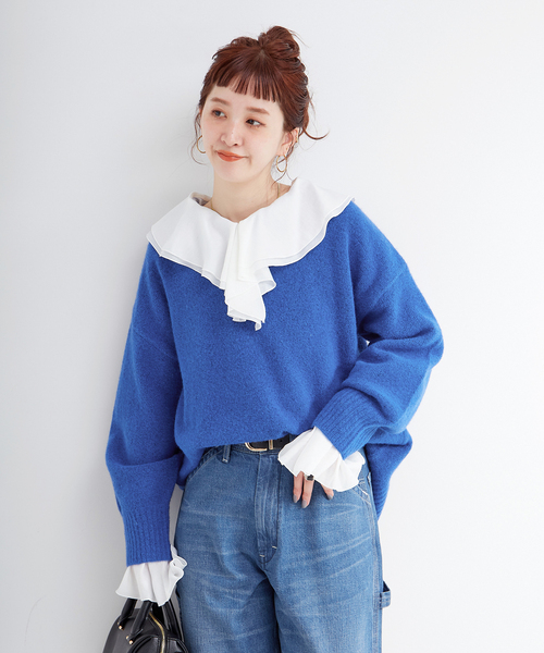 手洗い可 / WOOLMIXクルーネックプルオーバー（ニット/セーター）｜B.C