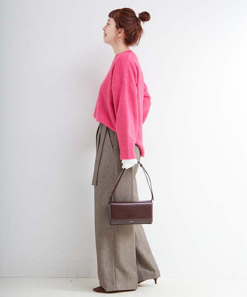 B.C STOCK(ベーセーストック)の「手洗い可 / WOOLMIXクルーネックプルオーバー(ニット/セーター・レディース・チャコールグレー/ピンク/レッド/ブルー・FREE)」の5枚目の写真