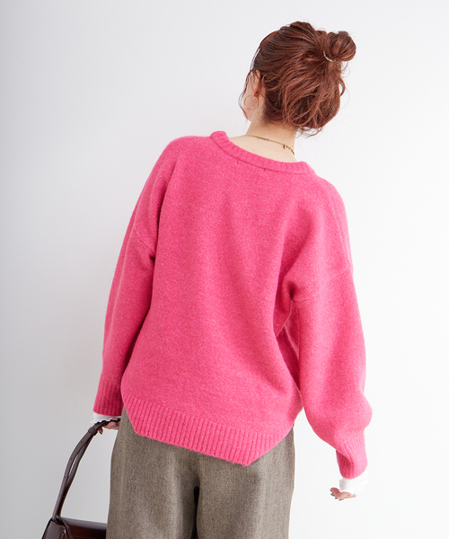 B.C STOCK(ベーセーストック)の「手洗い可 / WOOLMIXクルーネックプルオーバー(ニット/セーター・レディース・チャコールグレー/ピンク/レッド/ブルー・FREE)」の10枚目の写真