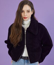 WOMENクロップオーバーフィットダンブルツーウェイ集業ファーマスタング【ブラック】フリースver。