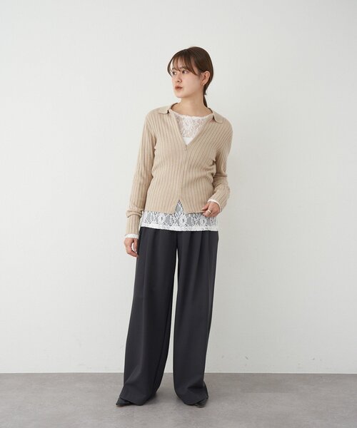 SHENERY（シーナリー）の「ハーフジップリブニット（ニット/セーター・レディース・ベージュ/ネイビー/パープル・FREE）」の7枚目の写真