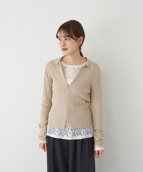 SHENERY（シーナリー）の「ハーフジップリブニット（ニット/セーター・レディース・ベージュ/ネイビー/パープル・FREE）」の10枚目の写真