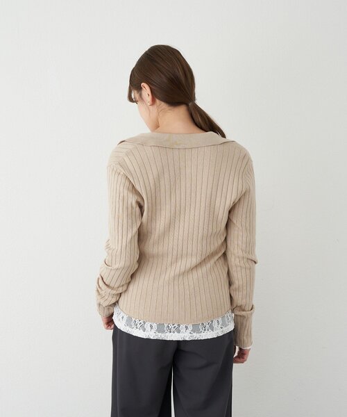 SHENERY（シーナリー）の「ハーフジップリブニット（ニット/セーター・レディース・ベージュ/ネイビー/パープル・FREE）」の12枚目の写真