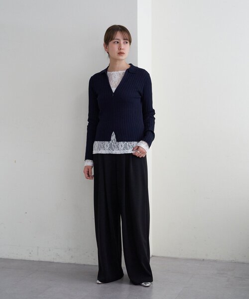 SHENERY（シーナリー）の「ハーフジップリブニット（ニット/セーター・レディース・ベージュ/ネイビー/パープル・FREE）」の19枚目の写真