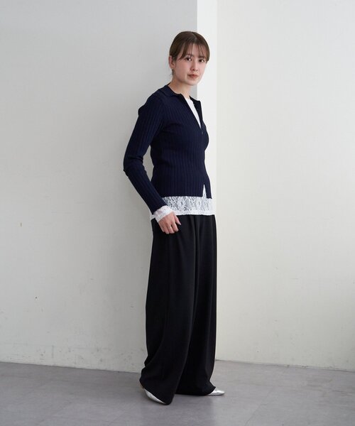 SHENERY（シーナリー）の「ハーフジップリブニット（ニット/セーター・レディース・ベージュ/ネイビー/パープル・FREE）」の20枚目の写真