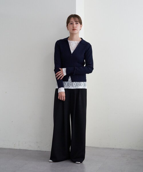 SHENERY（シーナリー）の「ハーフジップリブニット（ニット/セーター・レディース・ベージュ/ネイビー/パープル・FREE）」の21枚目の写真