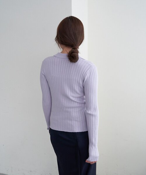 SHENERY（シーナリー）の「ハーフジップリブニット（ニット/セーター・レディース・ベージュ/ネイビー/パープル・FREE）」の4枚目の写真