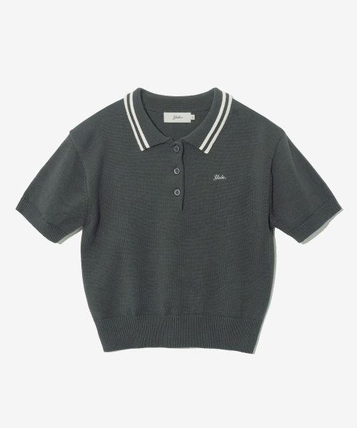 YALE(イェール)の「コットンポロクロップニット_チャコール(ポロシャツ・レディース・その他・SMALL/MEDIUM)」の1枚目の写真