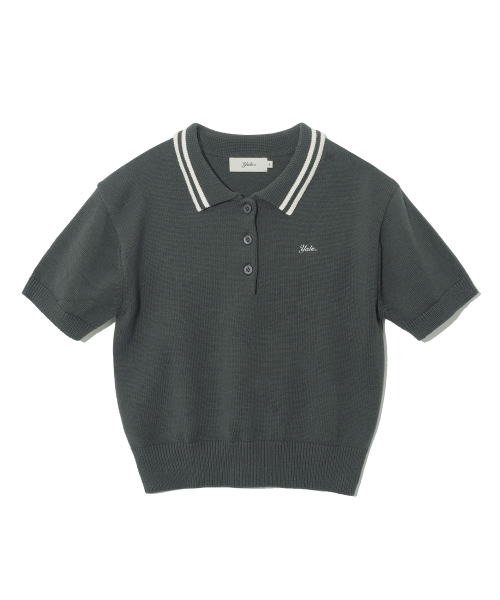 YALE(イェール)の「コットンポロクロップニット_チャコール(ポロシャツ・レディース・その他・SMALL/MEDIUM)」の2枚目の写真
