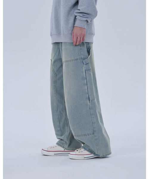 DYSFUNCT(ディスファンクト)の「DOUBLE KNEE WASHING DENIM PANTS (LIGHT BLUE)(デニムパンツ・メンズ・その他・X-SMALL/SMALL/MEDIUM/LARGE/X-LARGE)」の1枚目の写真