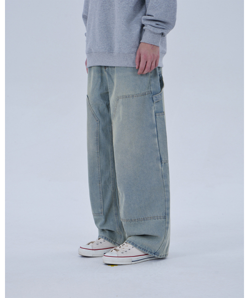 DYSFUNCT(ディスファンクト)の「DOUBLE KNEE WASHING DENIM PANTS (LIGHT BLUE)(デニムパンツ・メンズ・その他・X-SMALL/SMALL/MEDIUM/LARGE/X-LARGE)」の2枚目の写真