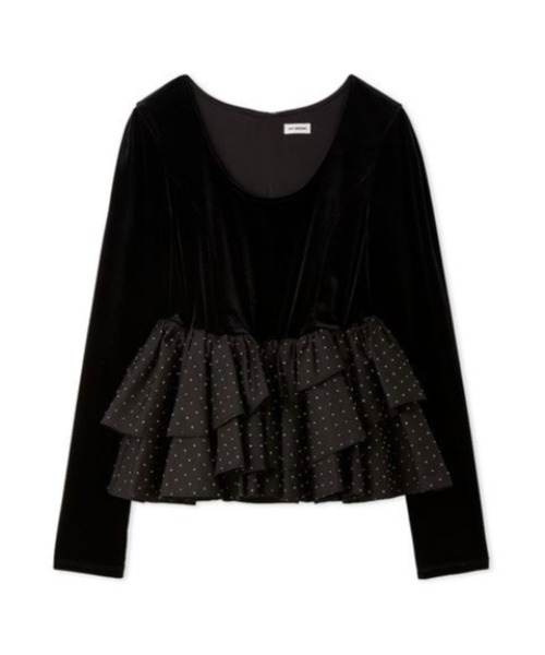 ベロアペプラムフリルトップス（Tシャツ/カットソー）｜LILY BROWN