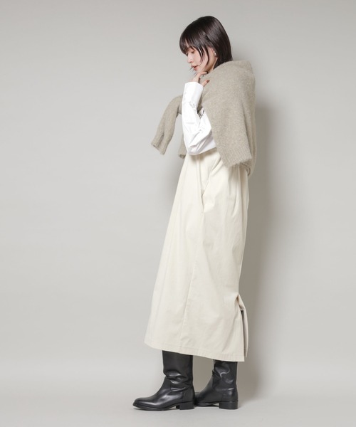 NANO universe（ナノユニバース）の「ストレッチ起毛ジャンパースカート(セットアップ可)（ジャンパースカート・レディース・ブラック/グリーン系その他4/アイボリー・FREE）」の6枚目の写真