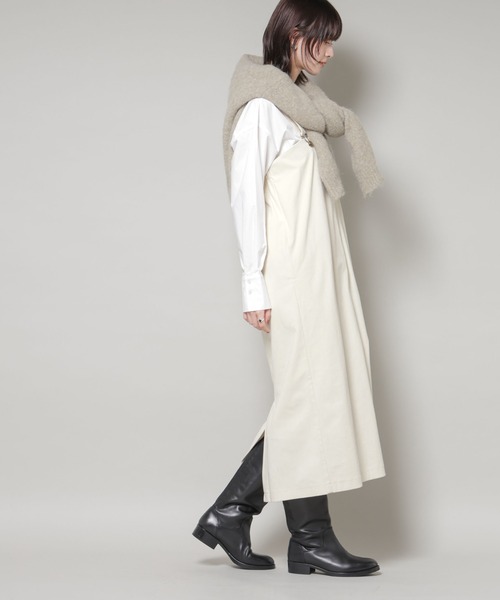 NANO universe（ナノユニバース）の「ストレッチ起毛ジャンパースカート(セットアップ可)（ジャンパースカート・レディース・ブラック/グリーン系その他4/アイボリー・FREE）」の7枚目の写真