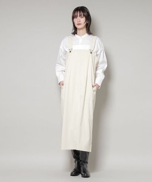 NANO universe（ナノユニバース）の「ストレッチ起毛ジャンパースカート(セットアップ可)（ジャンパースカート・レディース・ブラック/グリーン系その他4/アイボリー・FREE）」の10枚目の写真