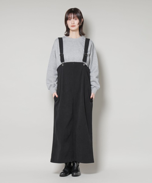 NANO universe（ナノユニバース）の「ストレッチ起毛ジャンパースカート(セットアップ可)（ジャンパースカート・レディース・ブラック/グリーン系その他4/アイボリー・FREE）」の13枚目の写真