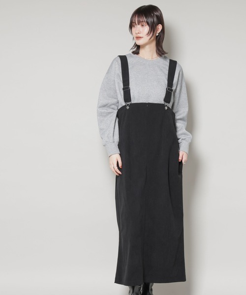 NANO universe（ナノユニバース）の「ストレッチ起毛ジャンパースカート(セットアップ可)（ジャンパースカート・レディース・ブラック/グリーン系その他4/アイボリー・FREE）」の12枚目の写真