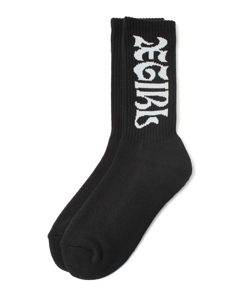X-girl(エックスガール)の「WIDE GOTHIC LOGO JACQUARD SOCKS(ソックス/靴下・レディース・パープル/ホワイト/ブラック・ONE SIZE)」の4枚目の写真