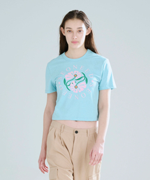 SEONEED（ソニード）の「フラワークロップ半袖Tシャツスカイブルー（Tシャツ/カットソー）」