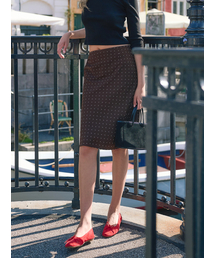 LANGNLU（ラングアンドルー）の「ILLA Satin Midi Skirt (ILLA)_BROWN（スカート）」