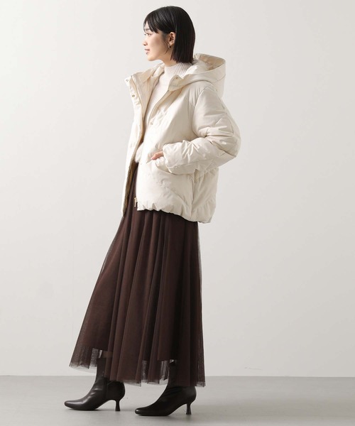 Gready Brilliant（グレディブリリアン）の「フードストレッチダウン（ダウンジャケット/コート・レディース・アイボリー/ブラック・FREE）」の4枚目の写真