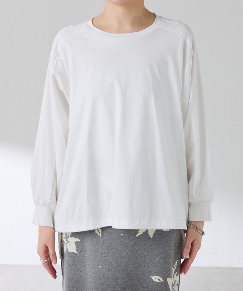 COLLAGE GALLARDAGALANTE（コラージュガリャルダガランテ）の「ドッキング裾ドロストカットソー（Tシャツ/カットソー・レディース・オフホワイト/チャコールグレー・FREE）」の11枚目の写真