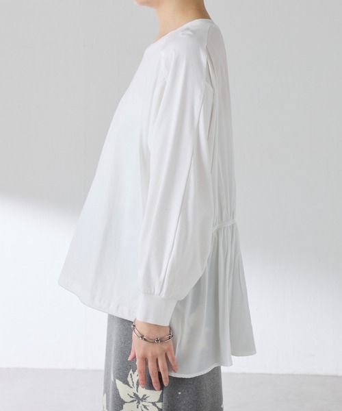 COLLAGE GALLARDAGALANTE（コラージュガリャルダガランテ）の「ドッキング裾ドロストカットソー（Tシャツ/カットソー・レディース・オフホワイト/チャコールグレー・FREE）」の12枚目の写真