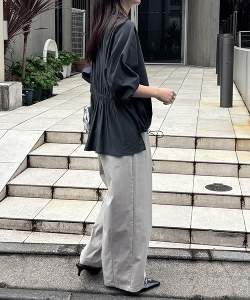 COLLAGE GALLARDAGALANTE（コラージュガリャルダガランテ）の「ドッキング裾ドロストカットソー（Tシャツ/カットソー・レディース・オフホワイト/チャコールグレー・FREE）」の9枚目の写真