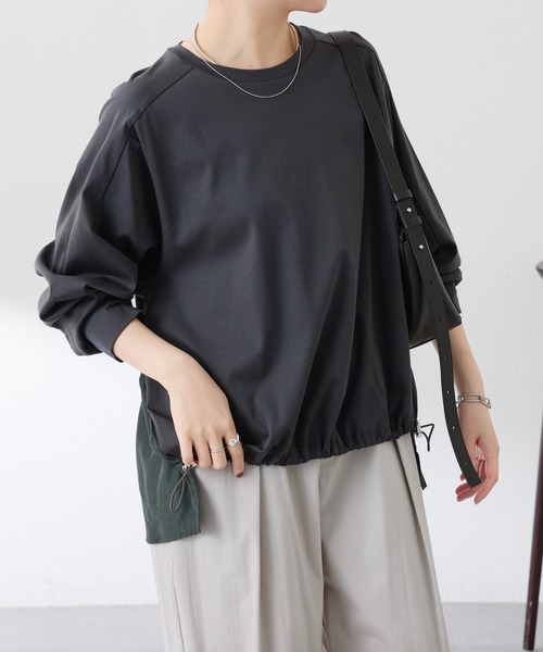 COLLAGE GALLARDAGALANTE（コラージュガリャルダガランテ）の「ドッキング裾ドロストカットソー（Tシャツ/カットソー・レディース・オフホワイト/チャコールグレー・FREE）」の20枚目の写真