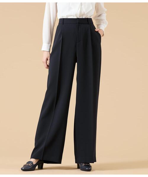 NEWYORKER(ニューヨーカー)の「【ウォッシャブル】シルキークロス 1タックワイドパンツ(ネイビー)(その他パンツ・レディース・ネイビー・9号/11号)」の2枚目の写真