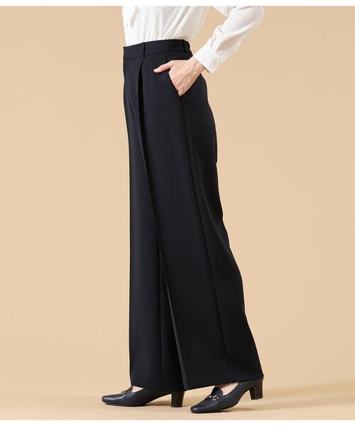 NEWYORKER(ニューヨーカー)の「【ウォッシャブル】シルキークロス 1タックワイドパンツ(ネイビー)(その他パンツ・レディース・ネイビー・9号/11号)」の3枚目の写真