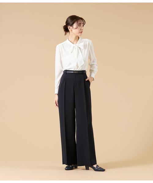 NEWYORKER(ニューヨーカー)の「【ウォッシャブル】シルキークロス 1タックワイドパンツ(ネイビー)(その他パンツ・レディース・ネイビー・9号/11号)」の8枚目の写真