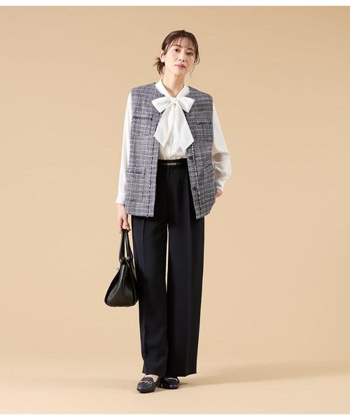 NEWYORKER(ニューヨーカー)の「【ウォッシャブル】シルキークロス 1タックワイドパンツ(ネイビー)(その他パンツ・レディース・ネイビー・9号/11号)」の9枚目の写真