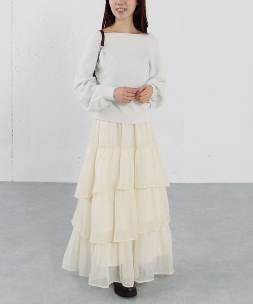 archives(アルシーヴ)の「箔シフォンティアードSK(スカート・レディース・アイボリー/ブラック/グレー・MEDIUM)」の9枚目の写真
