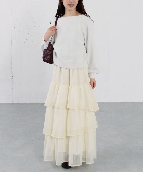 archives(アルシーヴ)の「箔シフォンティアードSK(スカート・レディース・アイボリー/ブラック/グレー・MEDIUM)」の10枚目の写真