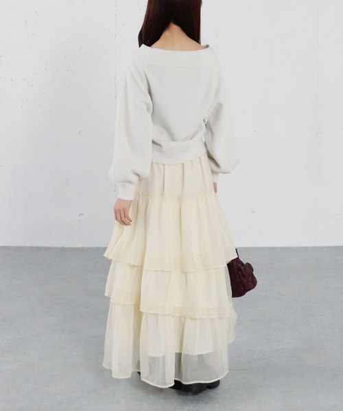 archives(アルシーヴ)の「箔シフォンティアードSK(スカート・レディース・アイボリー/ブラック/グレー・MEDIUM)」の12枚目の写真