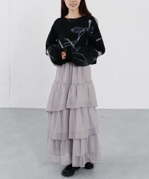 archives(アルシーヴ)の「箔シフォンティアードSK(スカート・レディース・アイボリー/ブラック/グレー・MEDIUM)」の17枚目の写真