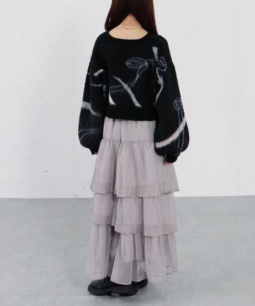 archives(アルシーヴ)の「箔シフォンティアードSK(スカート・レディース・アイボリー/ブラック/グレー・MEDIUM)」の20枚目の写真