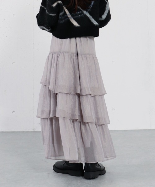 archives(アルシーヴ)の「箔シフォンティアードSK(スカート・レディース・アイボリー/ブラック/グレー・MEDIUM)」の16枚目の写真