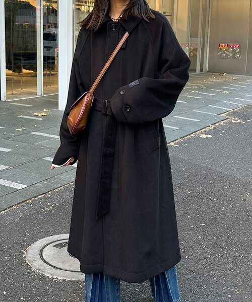 CIAOPANIC（チャオパニック）の「ウール混ベルテッドステンカラーコート（その他アウター・レディース・ブラウン/ブラック・MEDIUM/LARGE）」の4枚目の写真